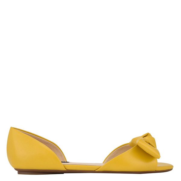 Nine West Bonnie Bow Front d'Orsay Yellow Flats | South Africa 81E10-7C58
